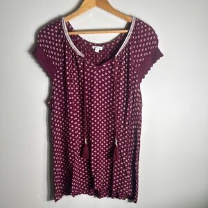 Westport Red Cap Sleeve Blouse with Tie Front